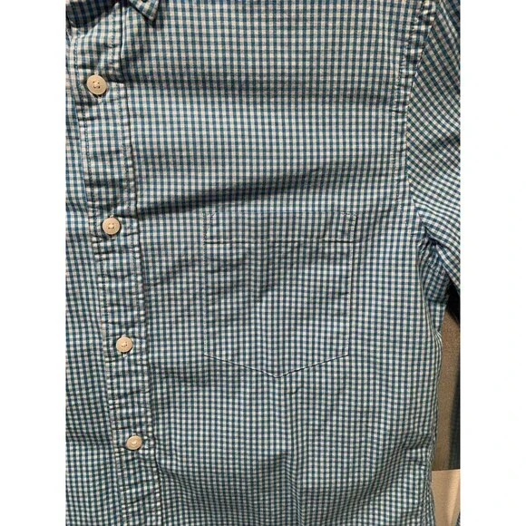 J. Crew 100% Cotton Blue Gingham Medium Slim-16" Collar-42" Chest Button Down - Picture 9 of 14